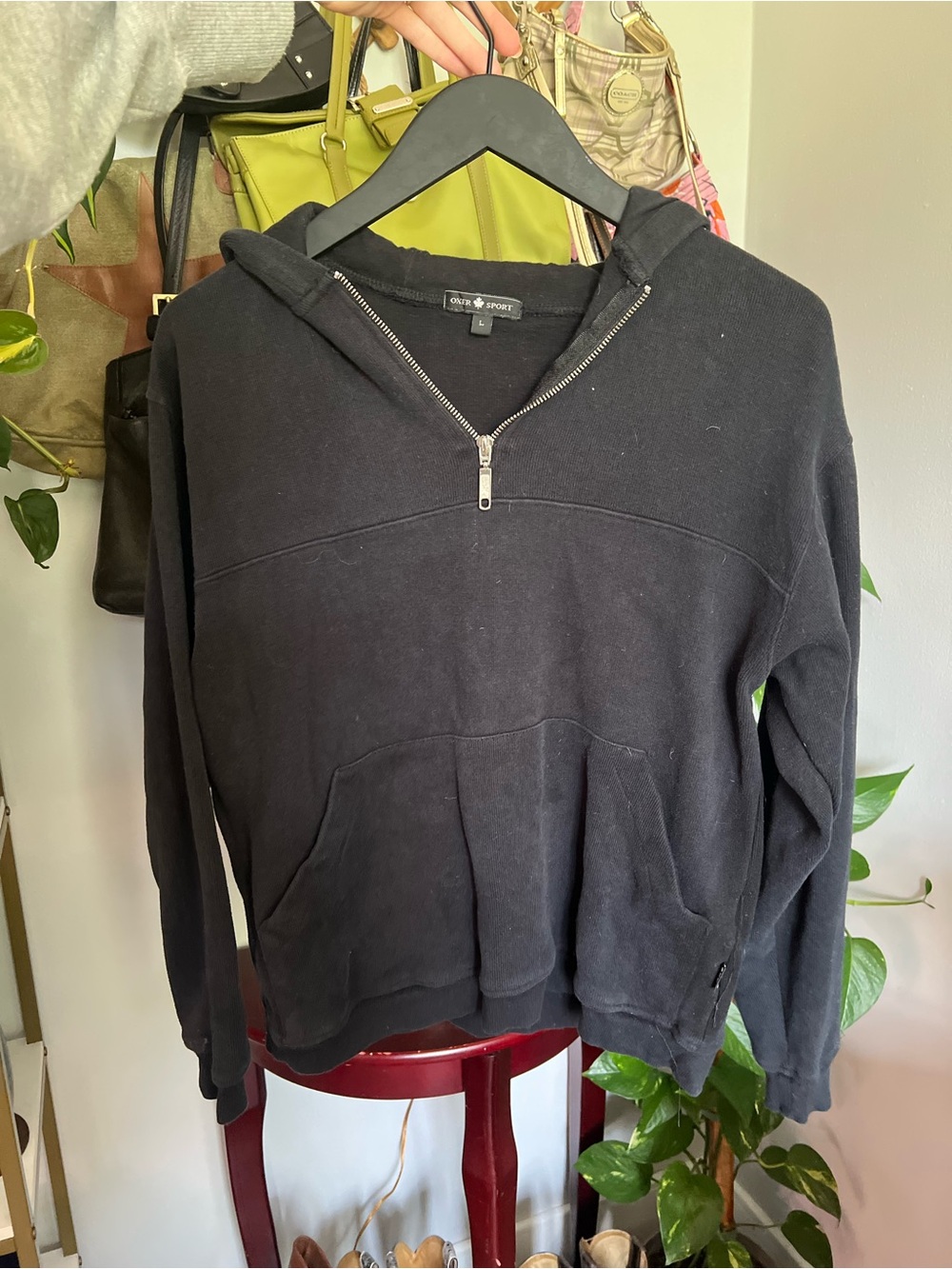 Black Half-Zip Hoodie Sweater